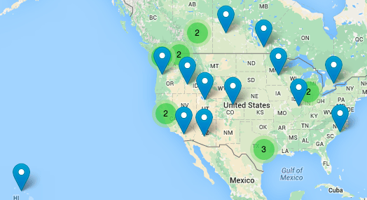 Hardwoods Distribution Inc. locations (not shown: Hawaii)
