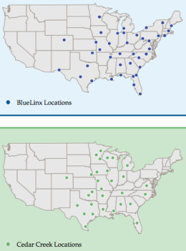 BlueLinx and Cedar Creek locations as of March 12, 2018