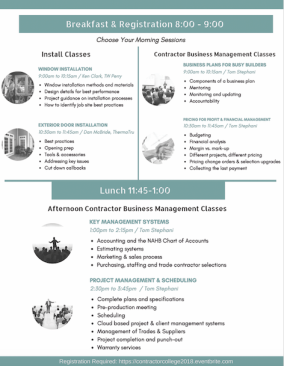A flier from one of TW Perry's 2018 Contractor College programs.