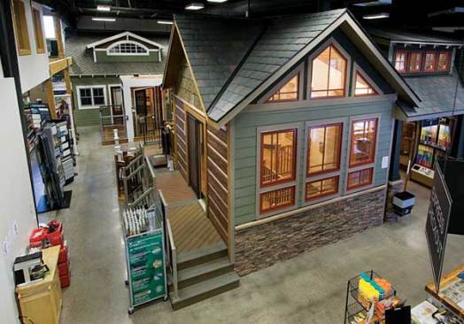 From any aspect, the showroom's main house is a billboard for exterior building products.