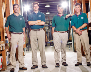 FAMILY AFFAIR: The three Siewers brothers, and cousin John III, work together to make Siewers Lumber of Richmond, Va., a successful family business. From left, Richie, John III, Michael, and Freddy Siewers.