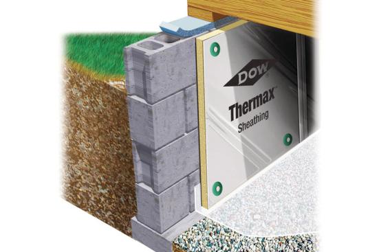 Dow's Thermax White Finish Insulation protects against moisture in below-grade applications and uses a sealant to allow the product to be used as continuous insulation and to meet the 2009 IECC.