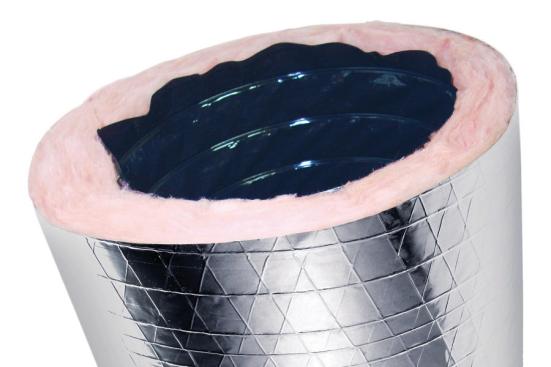 Owens Corning's EcoTouch Insulation for Flexible Duct improves thermal performance and manages acoustics while using at least 57% recycled content.