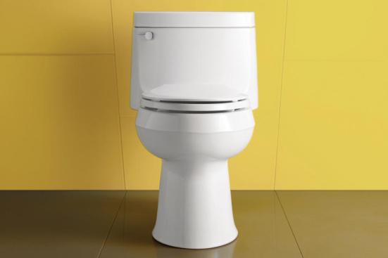 Kohler's Cimarron hides  proprietary flush technology, which features a canister valve, with a standard look.