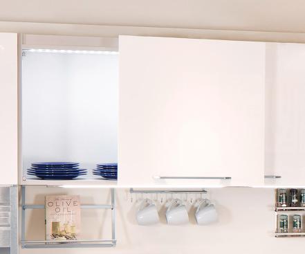 Hafele�s Frontino hardware uses a single track to save space when the cabinets are open, and to keep them flush when they are closed. 800.325.6197. www.hafele.com/us.