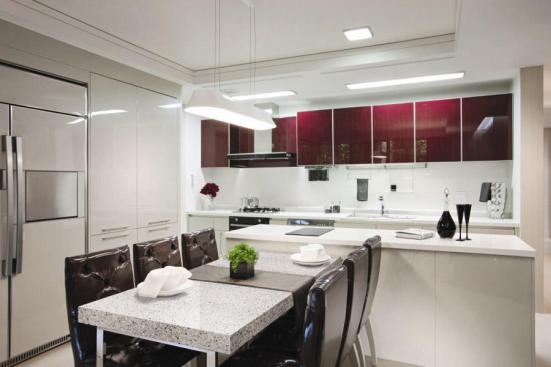 Samsung's Radianz Quartz added four colors: Gold CanyonGray, Midnight Sapphire, Imperial Gray (shown), and Gentle Gray. All but the latter implement metallic-like chips for an added visual dimension in residential and commercial applications. 49.6196.667.403. www.samsungradianz.com. 