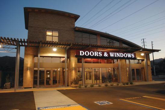 Showing Off: A former Hummer dealership is now the door and window showroom at Ganahl Lumber's new facility in Pasadena, Calif.

