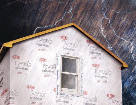 Tyvek DrainWrap from DuPont is made with vertical grooves to manage air and moisture.