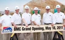READY TO BOARD: BMC celebrated the grand opening of its new distribution center in Denver on May 18, 2011. Shown from left are BMC executives Chris Jones, Doug Whiting, Jon Cohen, and Todd Simianer; CEO Peter Alexander; and BMC executive Michael Badgely. On May 19, BMC also announced the opening of a new yard in Houston. 