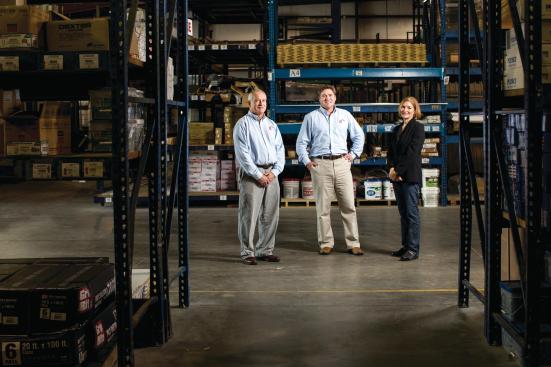 Shop Wardens: Rick Fenn (left) manages Jacksonville Builder's Supply, Dave LeRoy (center) is corporate sales manager, and Alice Ellis (right) recently came on as executive assistant involved in a number of personnel and human resources projects.