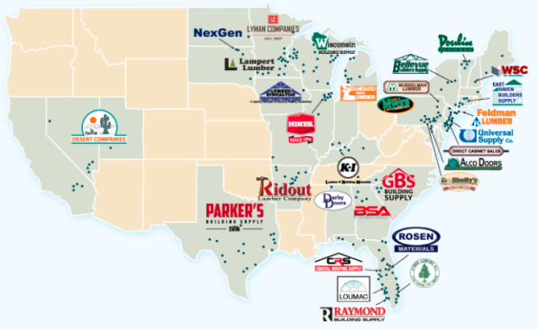 US LBM locations as of its website on July 12, 2017